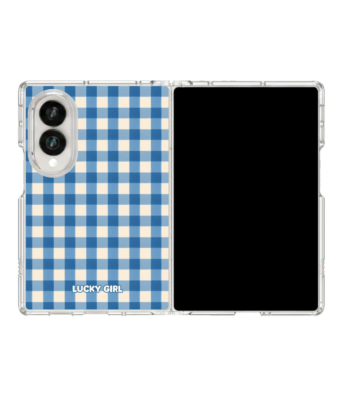 Blueberry Gingham Clear Case Insert Galaxy Z Fold 8 (wide)