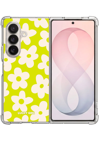 Electric Lime Big Blooms Clear Case Insert Galaxy Z Fold 7 / 8 Ultra