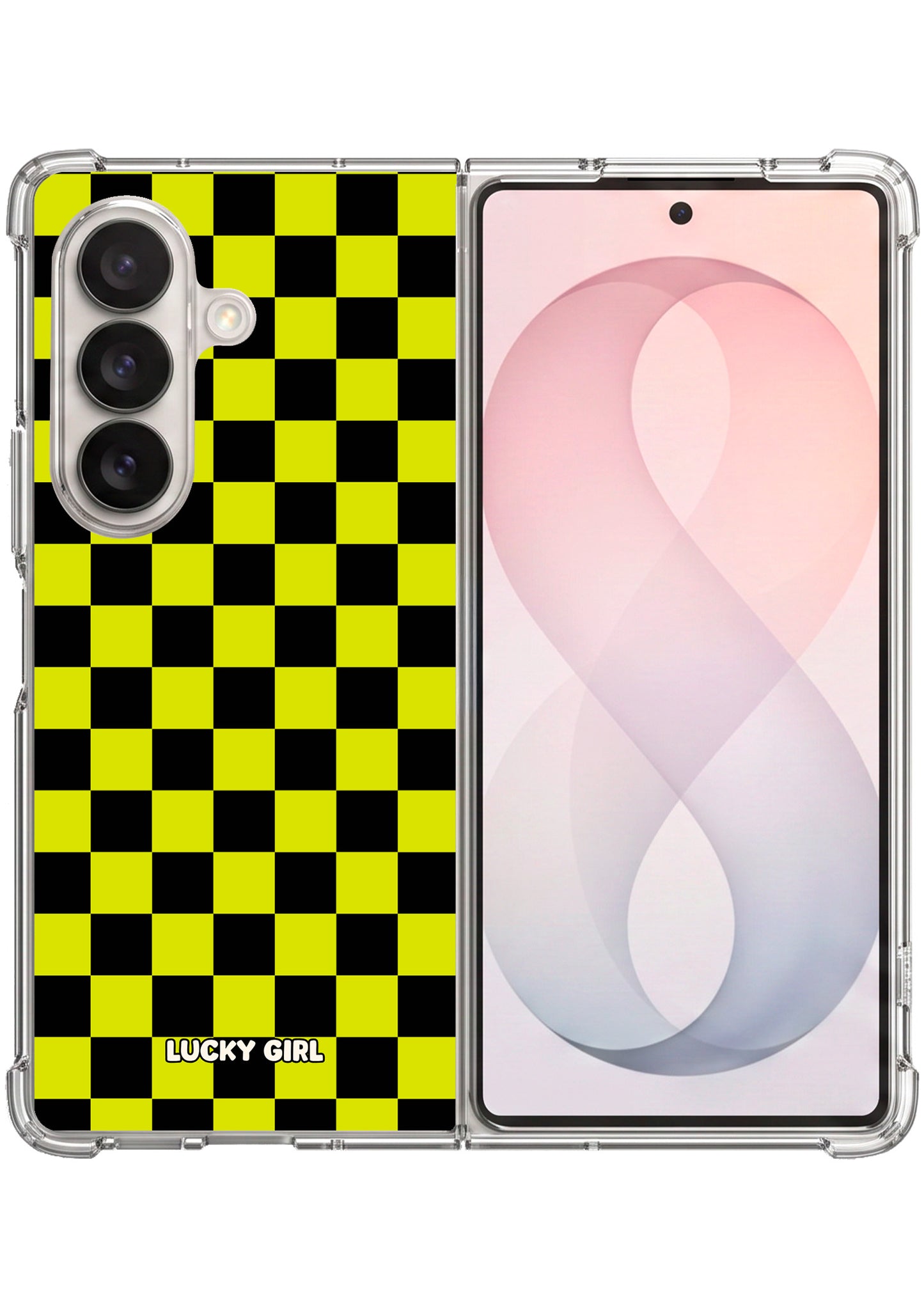 Electric Lime Checkers Clear Case Insert Galaxy Z Fold 7 / 8 Ultra