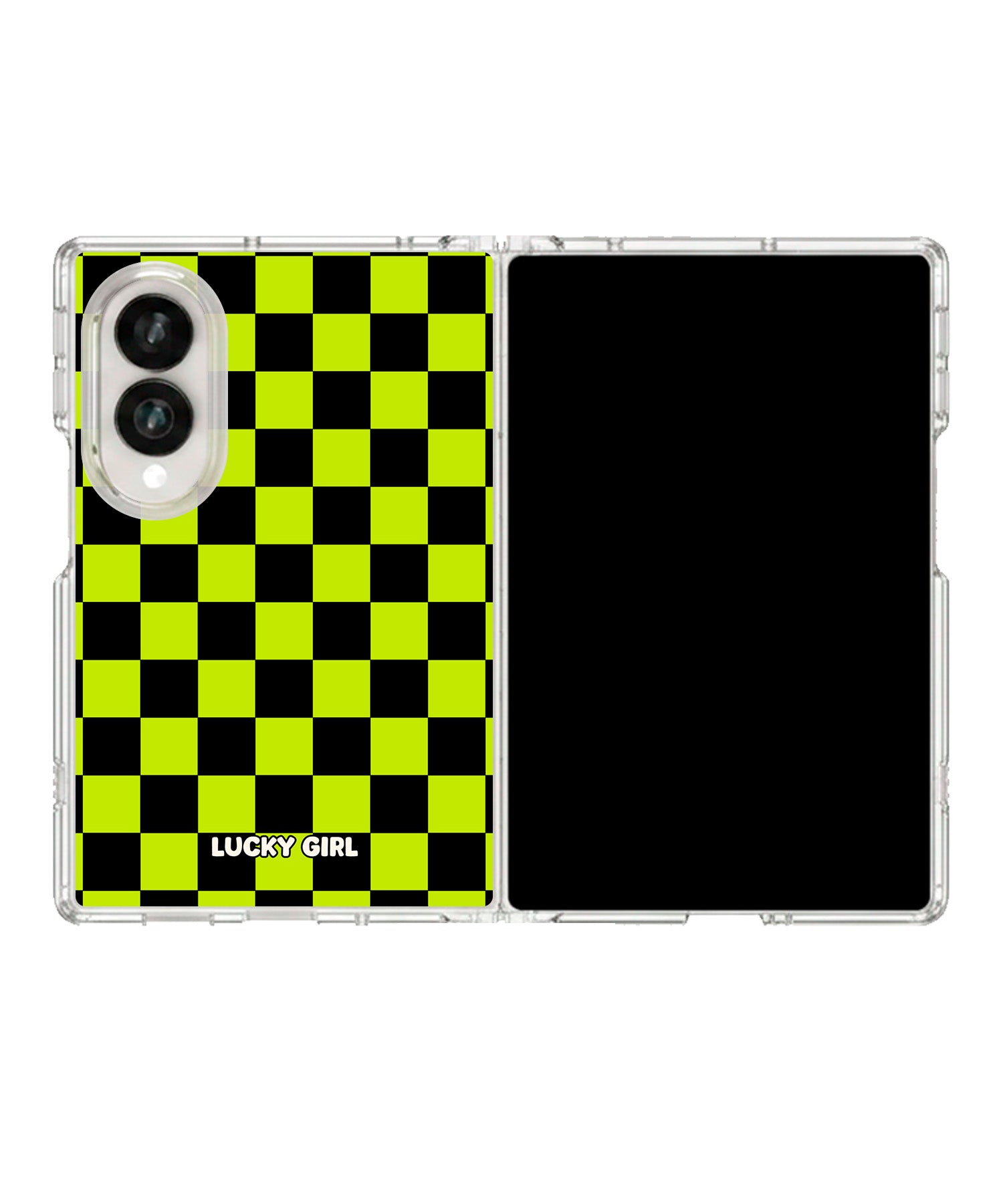 Electric Lime Checkers Clear Case Insert Galaxy Z Fold 8 (wide)