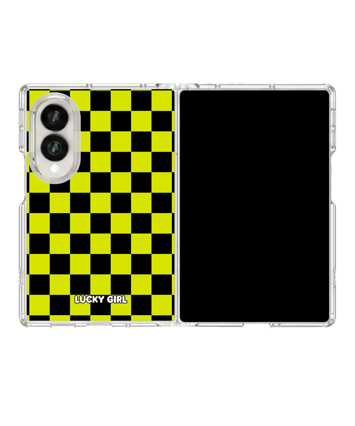 Electric Lime Checkers Clear Case Insert Galaxy Z Fold 8 (wide)