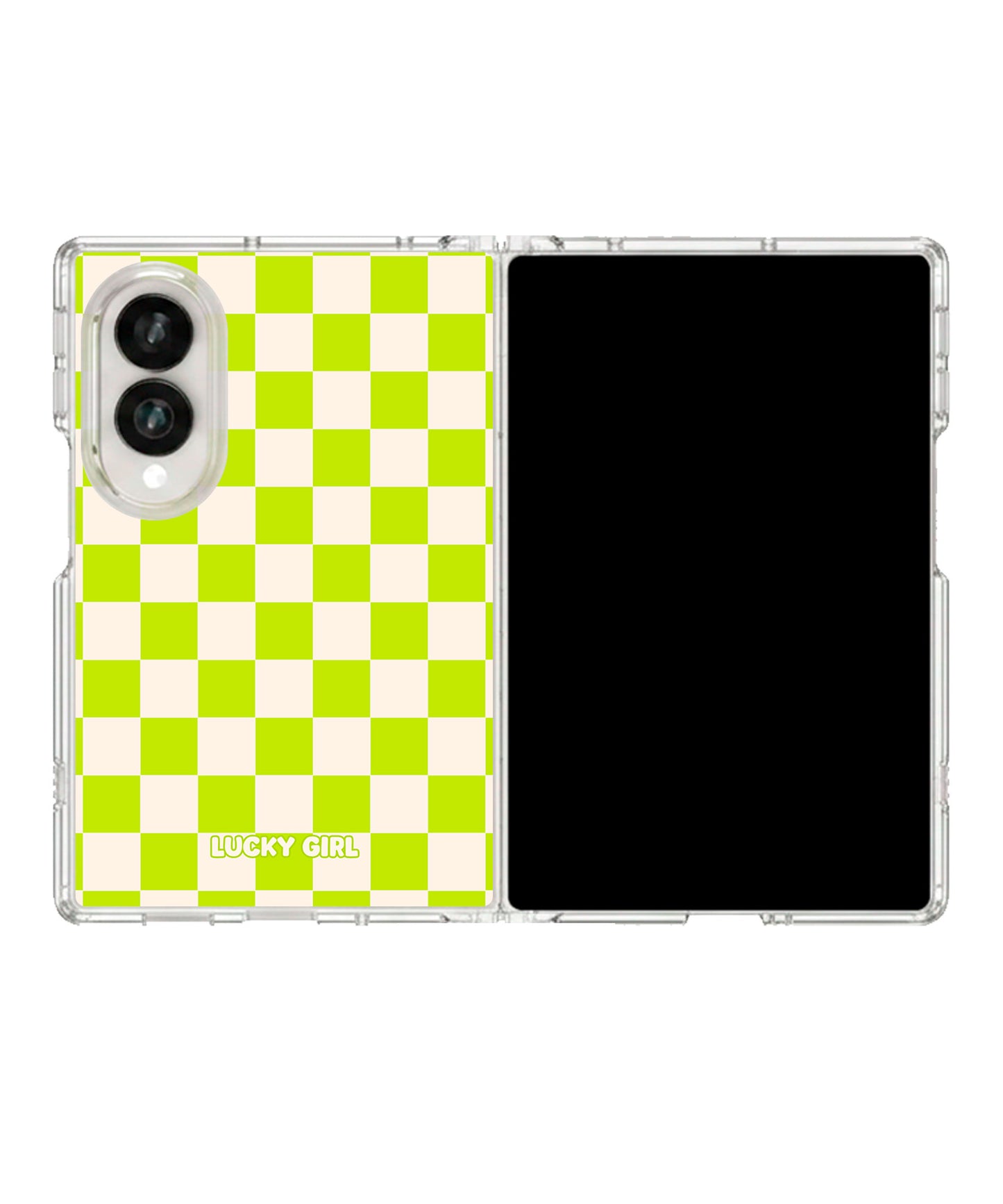 Electric Lime Checkers II Clear Case Insert Galaxy Z Fold 8 (wide)