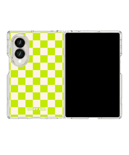 Electric Lime Checkers II Clear Case Insert Galaxy Z Fold 8 (wide)