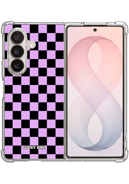 Lavender Checkers Clear Case Insert Galaxy Z Fold 7 / 8 Ultra