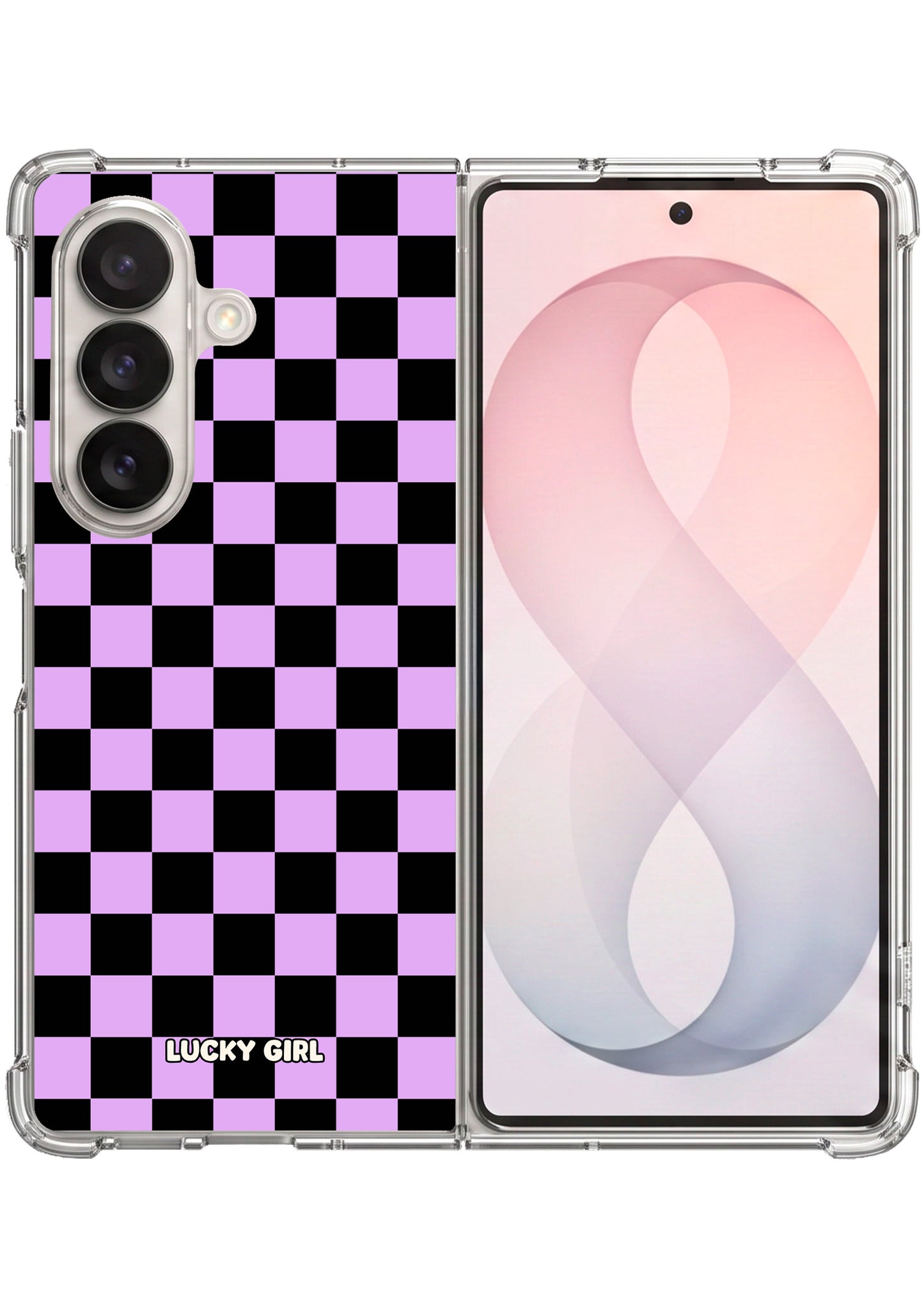 Lavender Checkers Clear Case Insert Galaxy Z Fold 7 / 8 Ultra