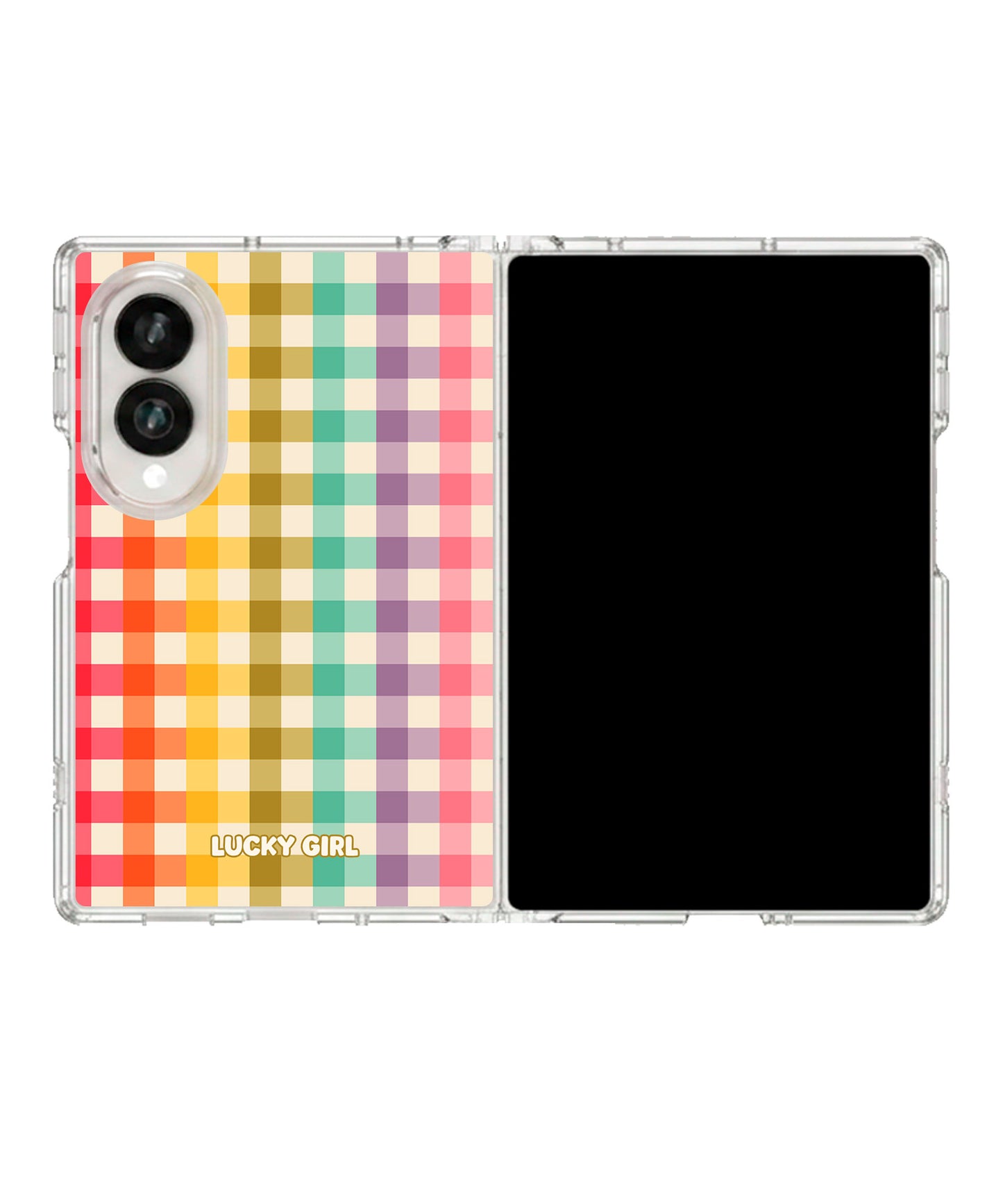Rainbow Gingham Clear Case Insert Galaxy Z Fold 8 (wide)