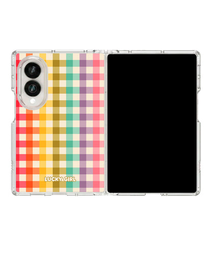 Rainbow Gingham Clear Case Insert Galaxy Z Fold 8 (wide)
