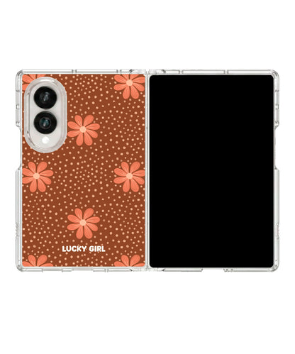 Terracotta Daisy Clear Case Insert Galaxy Z Fold 8 (wide)