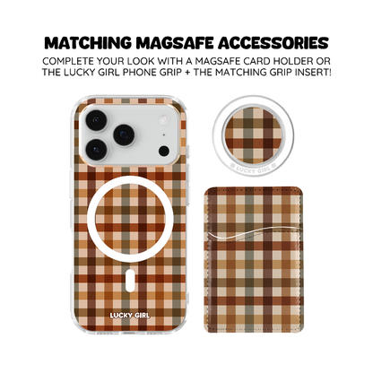Pecan Gingham Clear Case Insert iPhone 17