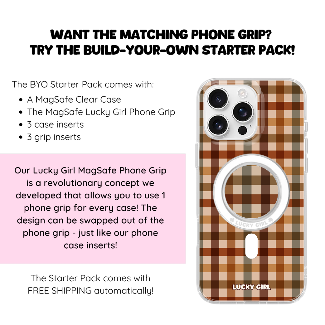Pecan Gingham Clear Case Insert iPhone 17