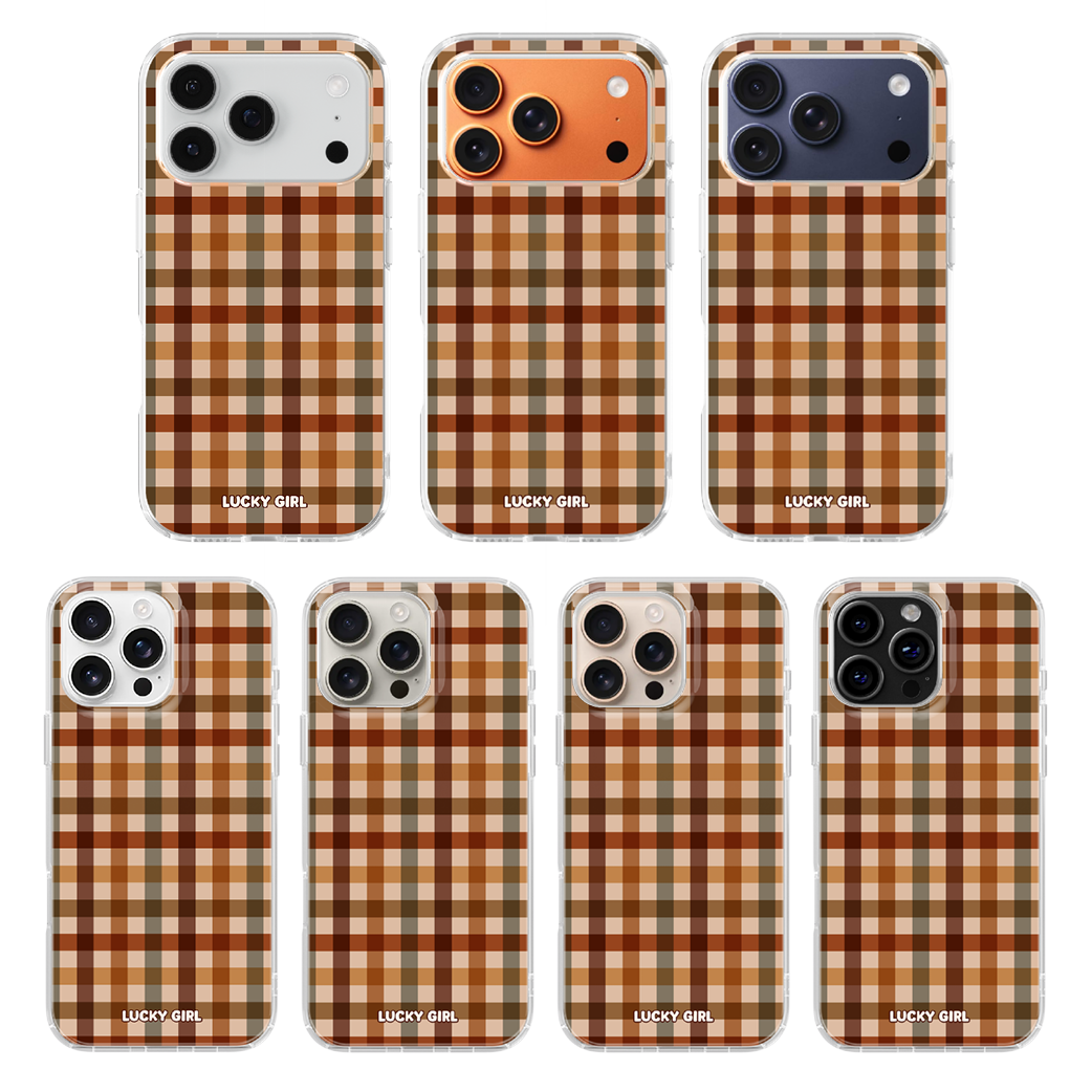 Pecan Gingham Clear Case Insert iPhone 17