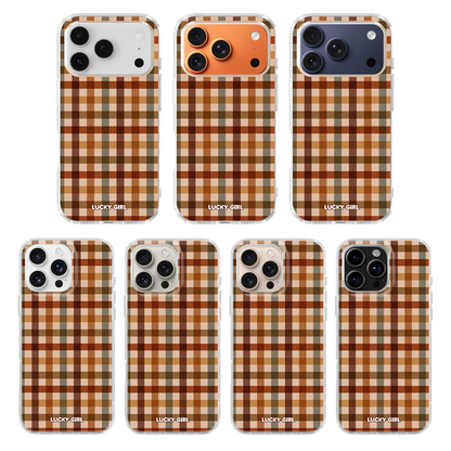 Pecan Gingham Clear Case Insert iPhone 17