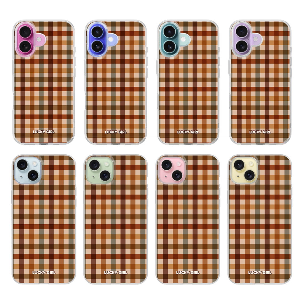 Pecan Gingham Clear Case Insert iPhone 17