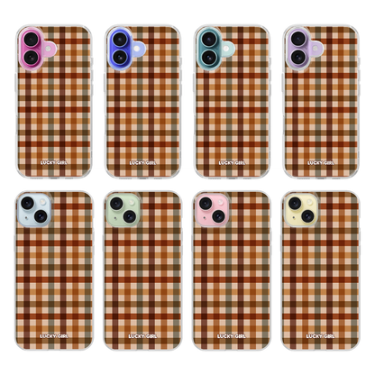 Pecan Gingham Clear Case Insert iPhone 17