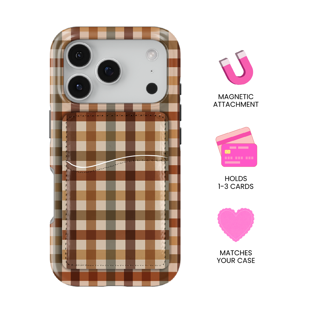 Pecan Gingham MagSafe Card Holder