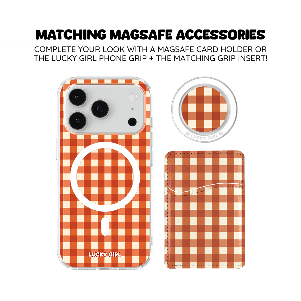 Pumpkin Gingham Clear Case Insert iPhone 17