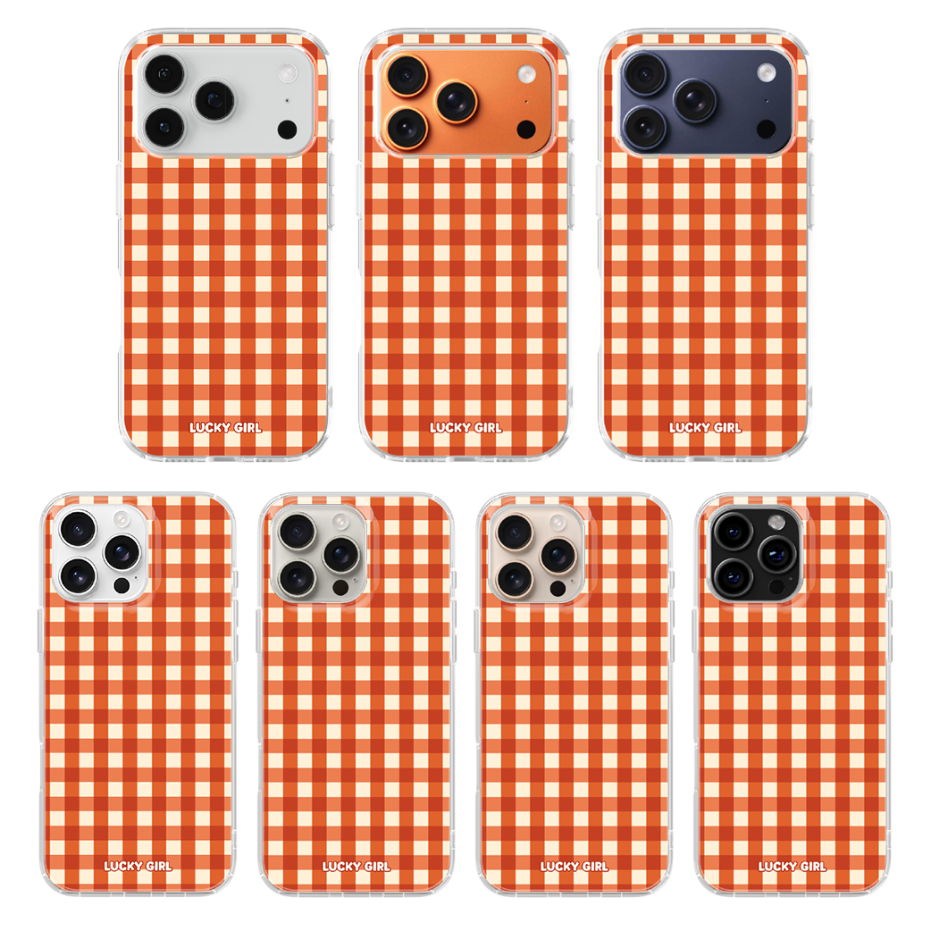 Pumpkin Gingham Clear Case Insert iPhone 17