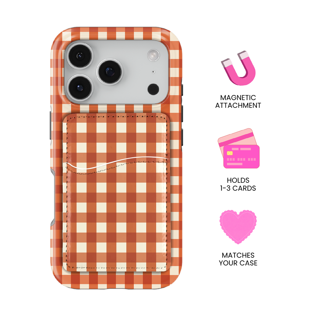 Pumpkin Gingham MagSafe Card Holder