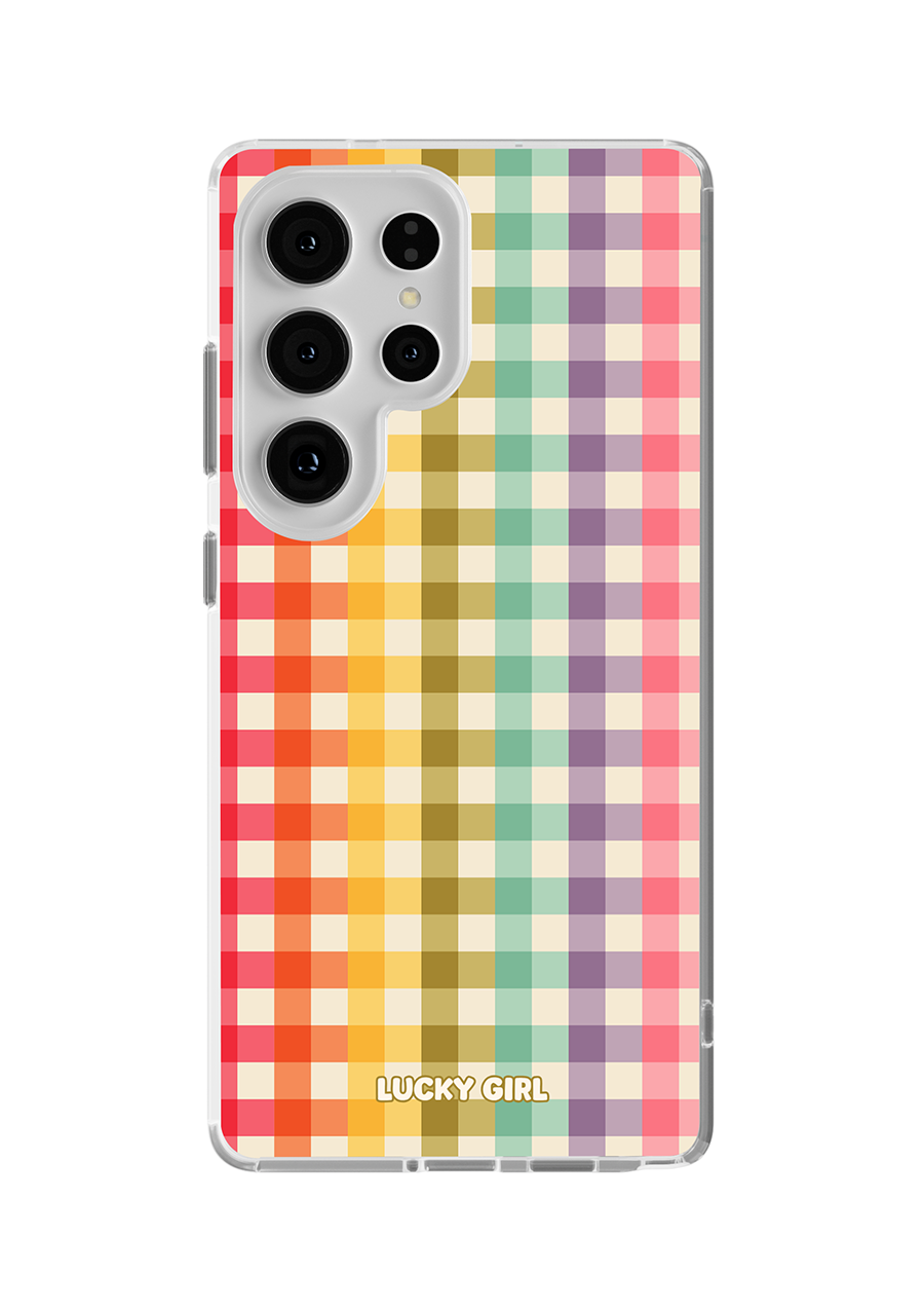 Rainbow Gingham Clear Case Insert