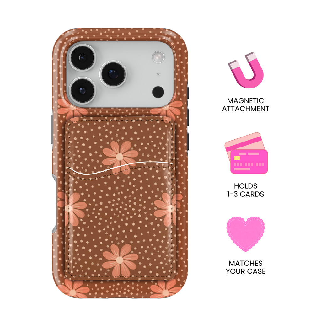 Terracotta Daisy MagSafe Card Holder