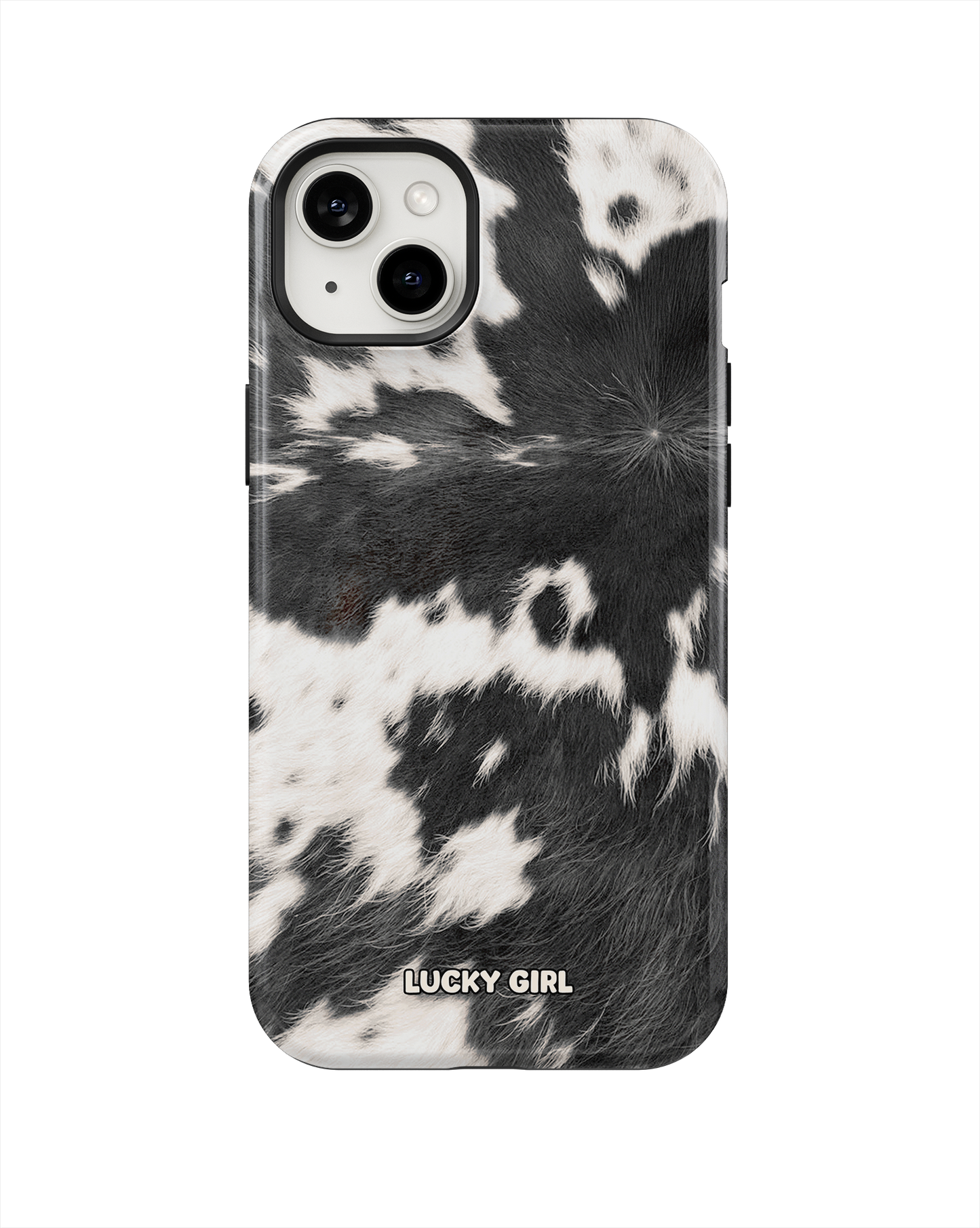 Black Cowhide Phone Case iPhone 14 Plus/15 Plus / Yes