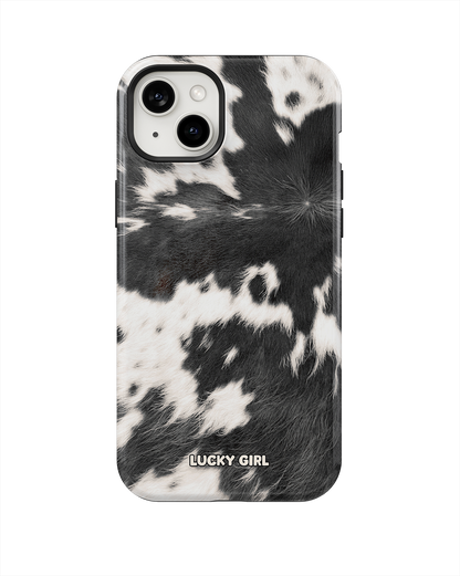 Black Cowhide Phone Case iPhone 14 Plus/15 Plus / Yes