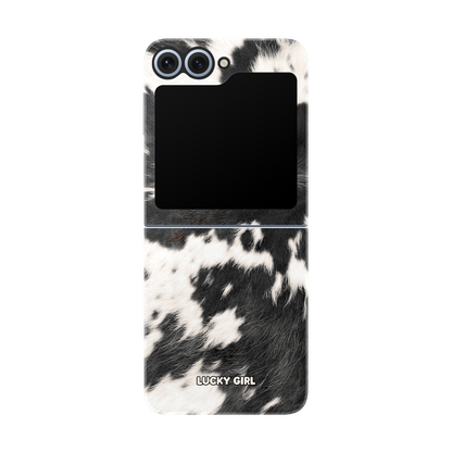 Black Cowhide Phone Case Galaxy Z Flip 6/7 FE / Yes