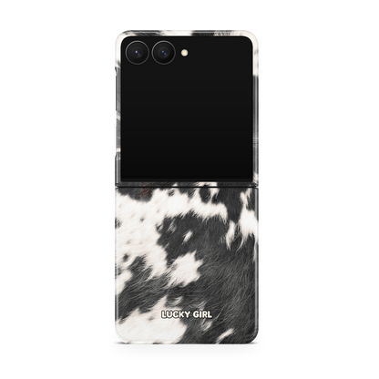 Black Cowhide Phone Case Galaxy Z Flip 7 / Yes