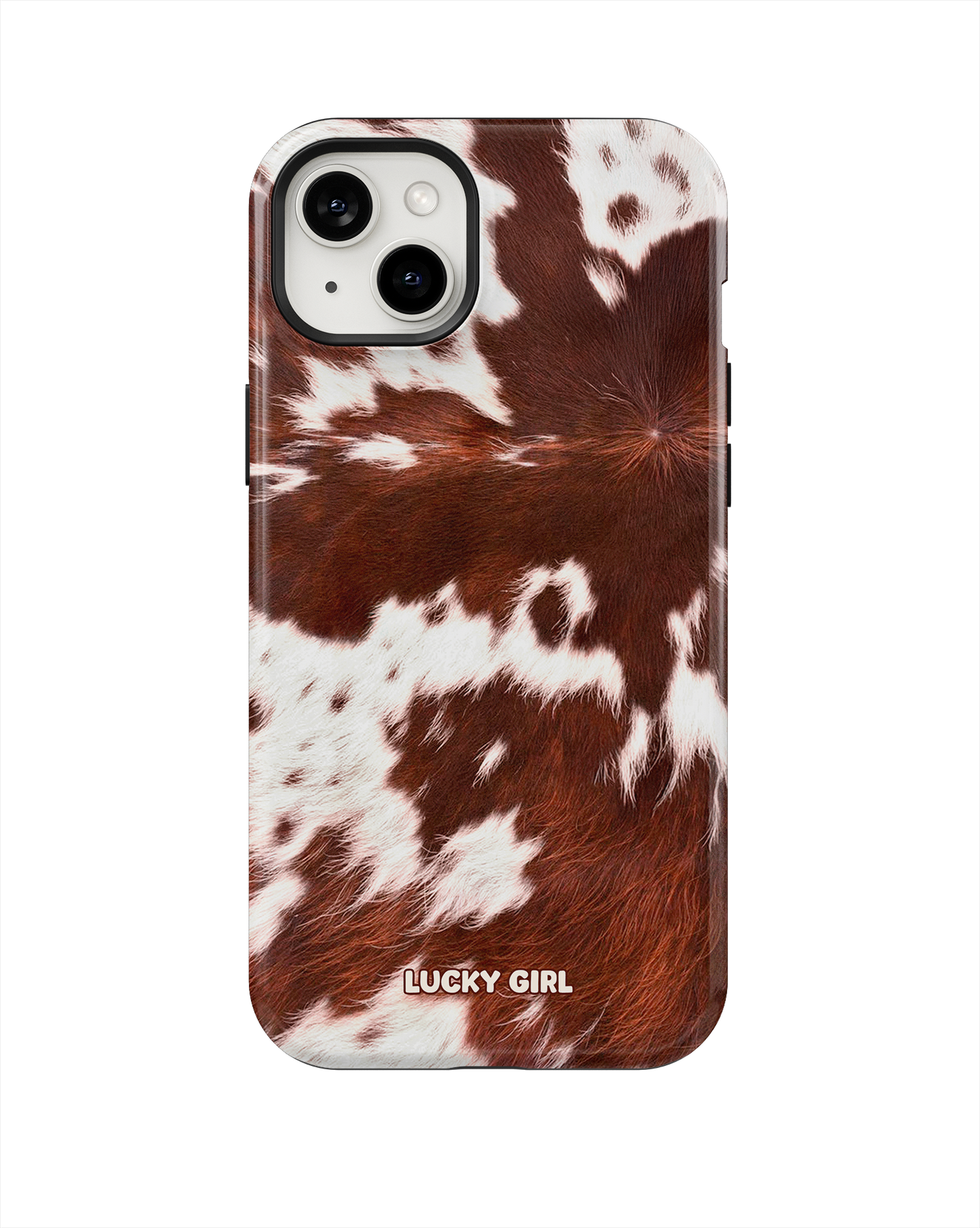 Brown Cowhide Phone Case iPhone 14 Plus/15 Plus / Yes