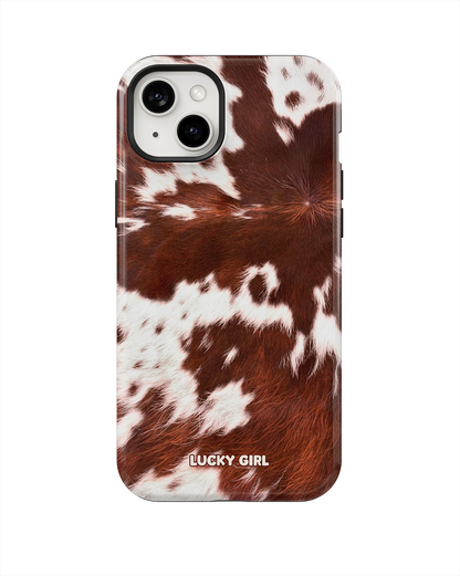 Brown Cowhide Phone Case iPhone 14 Plus/15 Plus / Yes