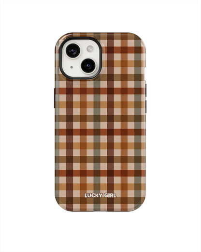 Pecan Gingham Phone Case iPhone 15 / Yes