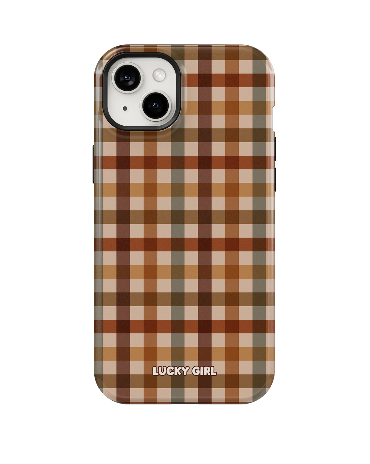 Pecan Gingham Phone Case iPhone 14 Plus/15 Plus / Yes
