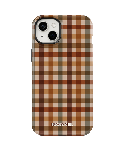 Pecan Gingham Phone Case iPhone 14 Plus/15 Plus / Yes