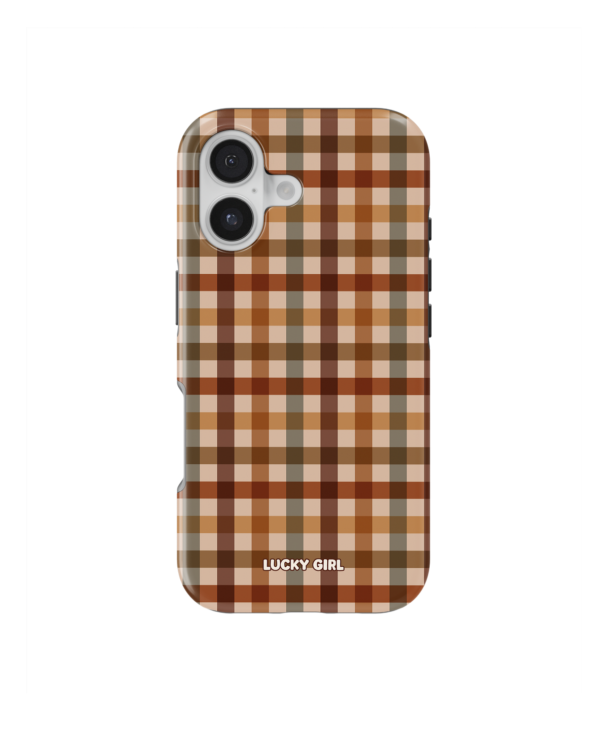 Pecan Gingham Phone Case iPhone 16 / Yes