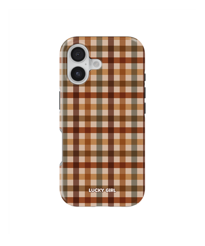 Pecan Gingham Phone Case iPhone 16 / Yes