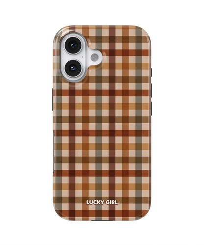 Pecan Gingham Phone Case iPhone 16 Plus / Yes