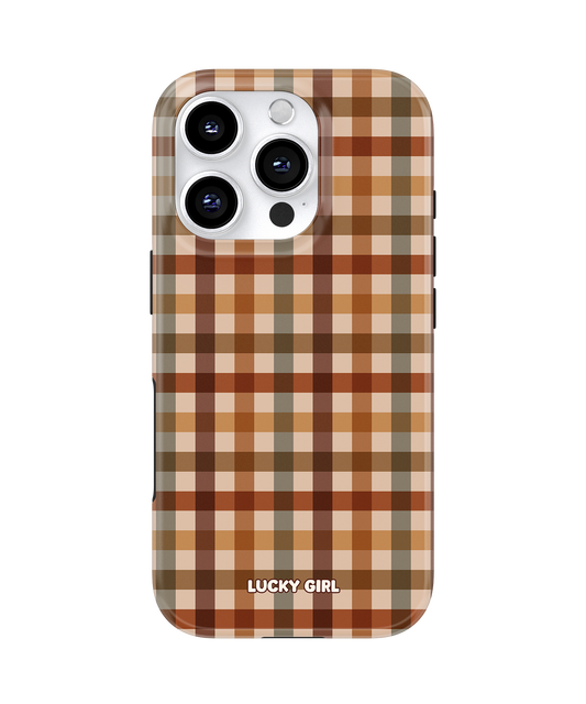 Pecan Gingham Phone Case iPhone 16 Pro Max / Yes