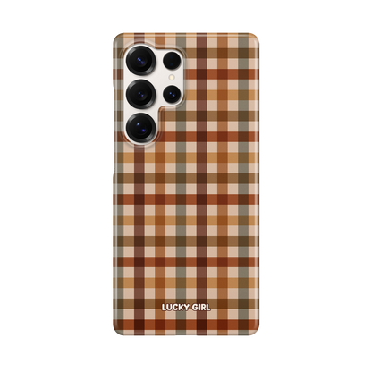 Pecan Gingham Phone Case Galaxy S26 Ultra / Yes