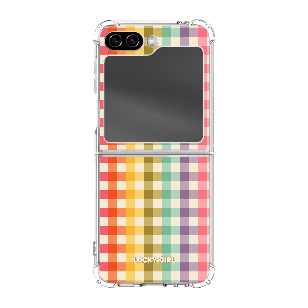Rainbow Gingham Clear Case Insert