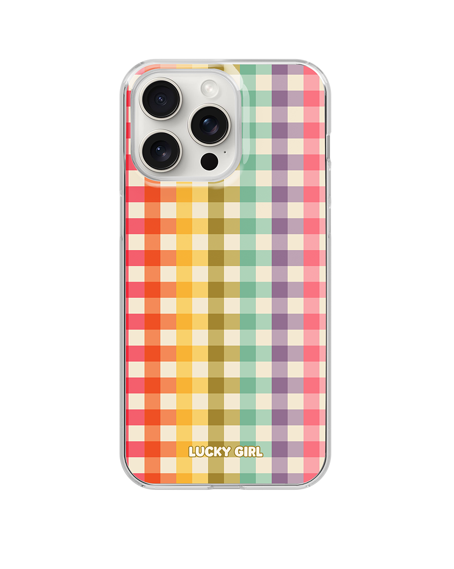 Rainbow Gingham Clear Case Insert