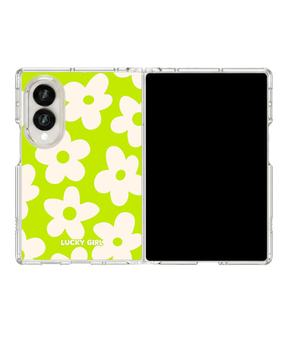 Electric Lime Big Blooms Clear Case Insert Galaxy Z Fold 8 (wide)