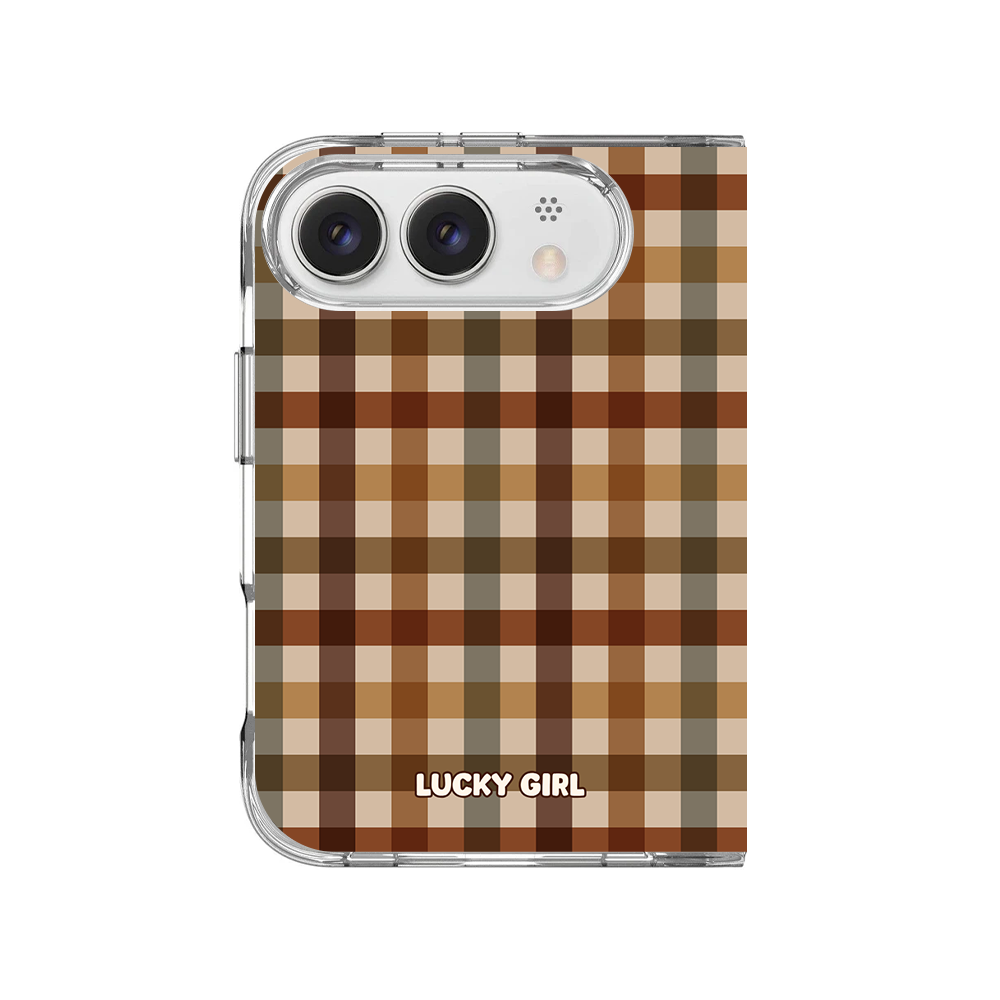 Pecan Gingham Clear Case Insert iPhone Duo