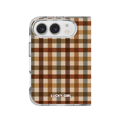 Pecan Gingham Clear Case Insert iPhone Duo
