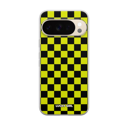 Electric Lime Checkers Clear Case Insert