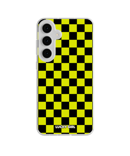 Electric Lime Checkers Clear Case Insert