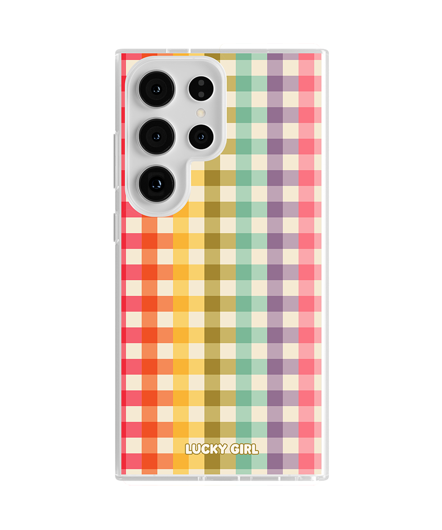 Rainbow Gingham Clear Case Insert
