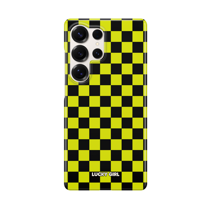 Electric Lime Checkers Phone Case