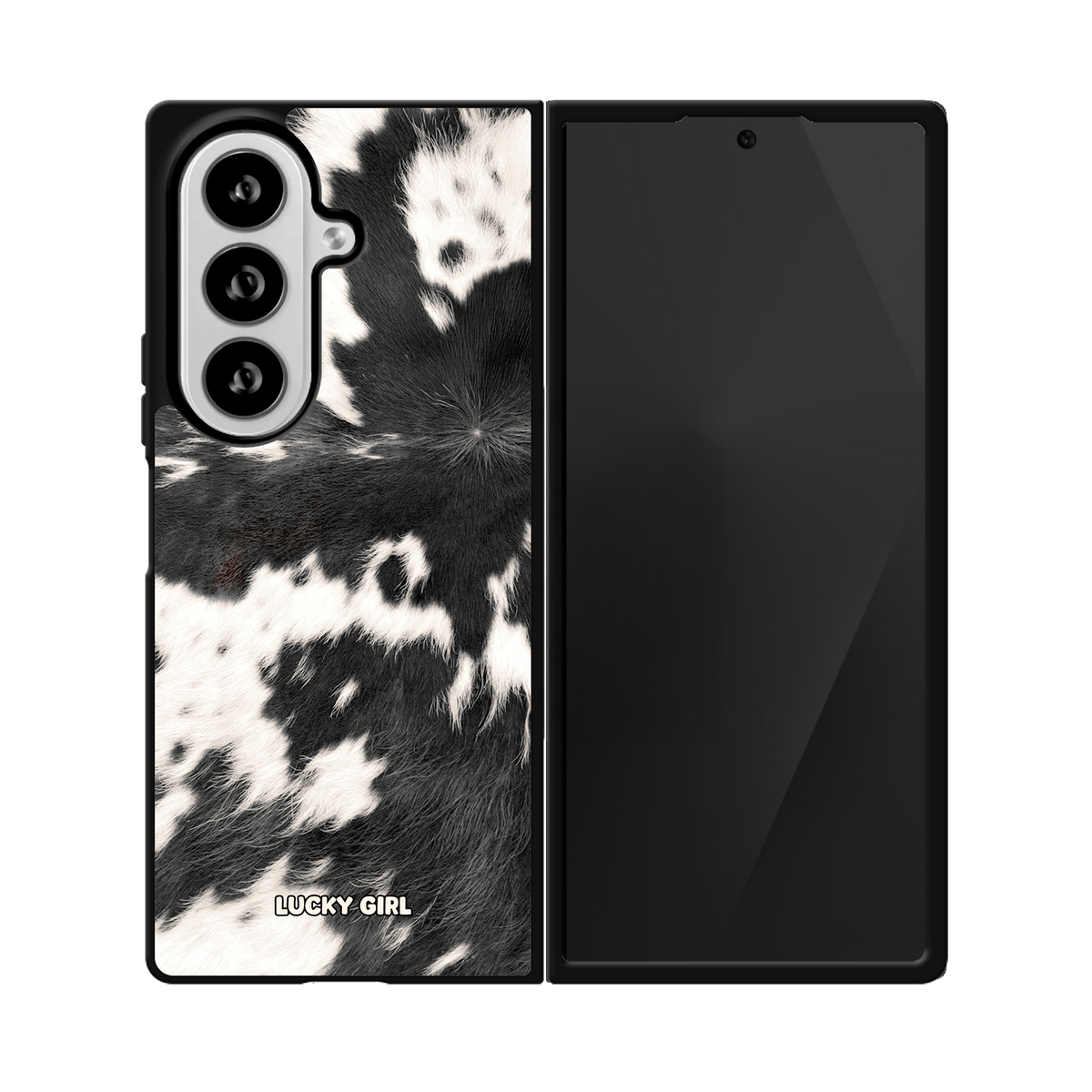 Black Cowhide Phone Case Galaxy Z Fold 8 Ultra / No