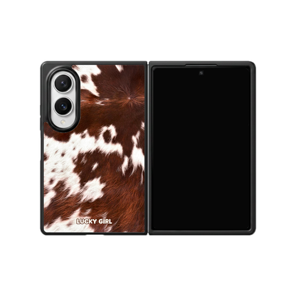 Brown Cowhide Phone Case Galaxy Z Fold 8 / No