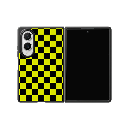 Electric Lime Checkers Phone Case Galaxy Z Fold 8 / No